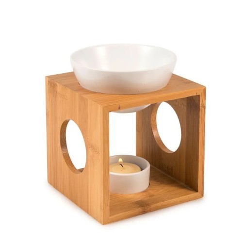 Bruciatore di fragranze e cera decorativa in bambù m1