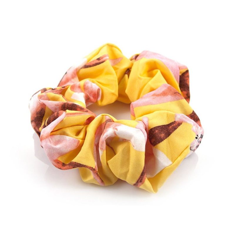 Gelber Blumen-Scrunchie / Haargummi
