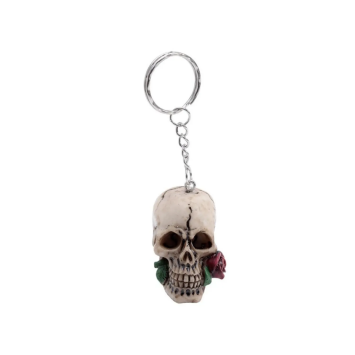 Skull Keychain with Red Rose | GECODART