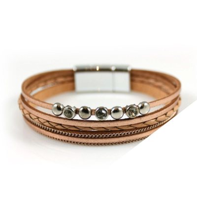 Bracelet de luxe en or rose avec cuir