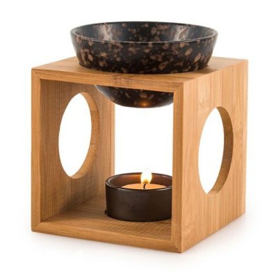 Brûle-parfum en bambou et céramique - Modèle 6