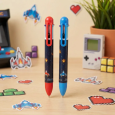 Stylo Bille 6 Couleurs Game Over - Accessoire Jeux Vidéo Bleu