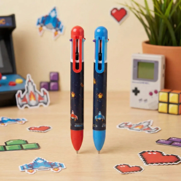 Penna a Sfera 6 Colori Blu Design Game Over | GECODART