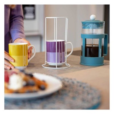 Pantone coffee maker + 2 porcelain mugs, 600ml - Blue