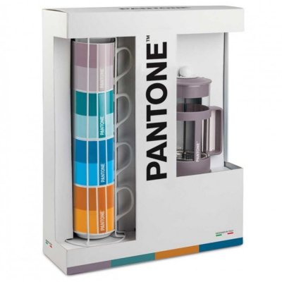 Cafetière à piston Pantone + 4 mugs porcelaine, 1000ml - Violet