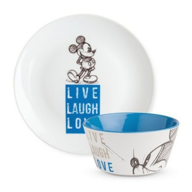 Bowl + Dessert plate Mickey - Blue