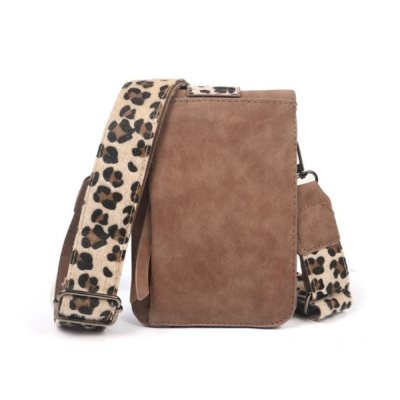 Sac à bandoulière pour téléphone / modèle Lausanne - Camel panthère