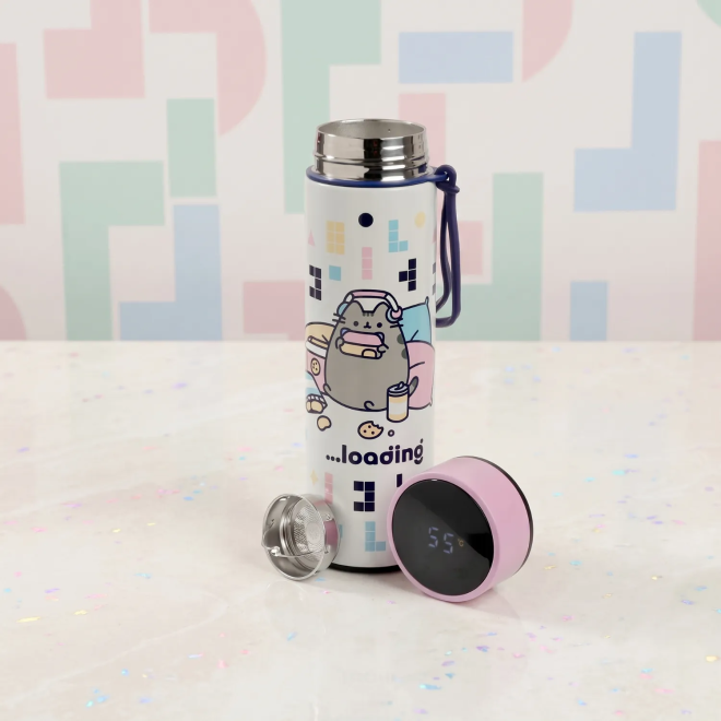 Stainless Steel Gamer Cat Insulated Water Bottle with Thermometer