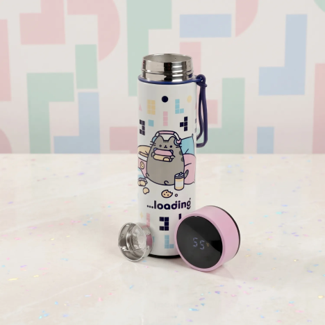 Stainless Steel Gamer Cat Insulated Water Bottle with Thermometer