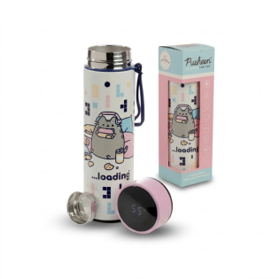 Stainless Steel Gamer Cat Insulated Water Bottle with Thermometer Stainless Steel Gamer Cat Insulated Water Bottle with Thermometer